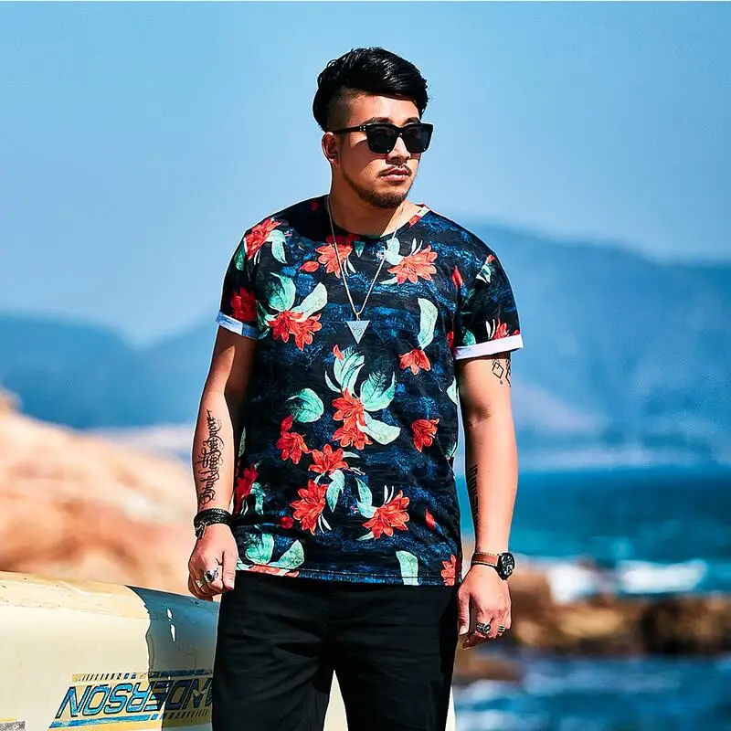 GXXH брендовая Летняя мужская футболка с коротким рукавом, XXL-7XL из полиэфирной ткани, большой размер d, Мужская футболка с жаккардовым принтом - Цвет: T18745