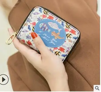 Винтажная женская сумка для карт кожаный держатель кредитных леди милый кот