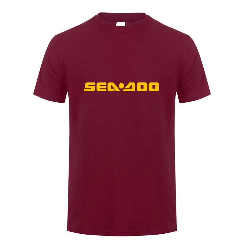 Maroon Футболки Sea-Doo летняя хлопковая футболка с короткими рукавами с морским Doo Seadoo Moto Мужская футболка футболки LH-079 - Цвет: Maroon