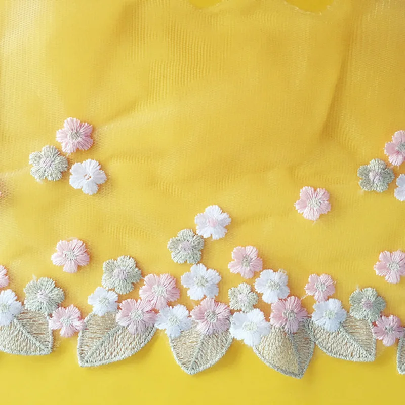 1 ярд 18 см широкая розовая Цветочная кружевная Лоскутная Ткань цветная вышитая