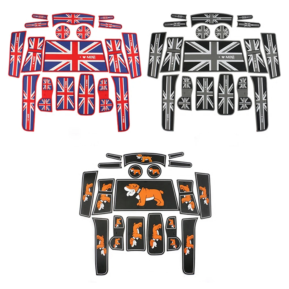 18PCS Union Jack Car Silicone Water Cup Gate Slot Mats Anti-Slip Pad For Mini Cooper S One d JCW F60 Countryman Accessories | Автомобили и