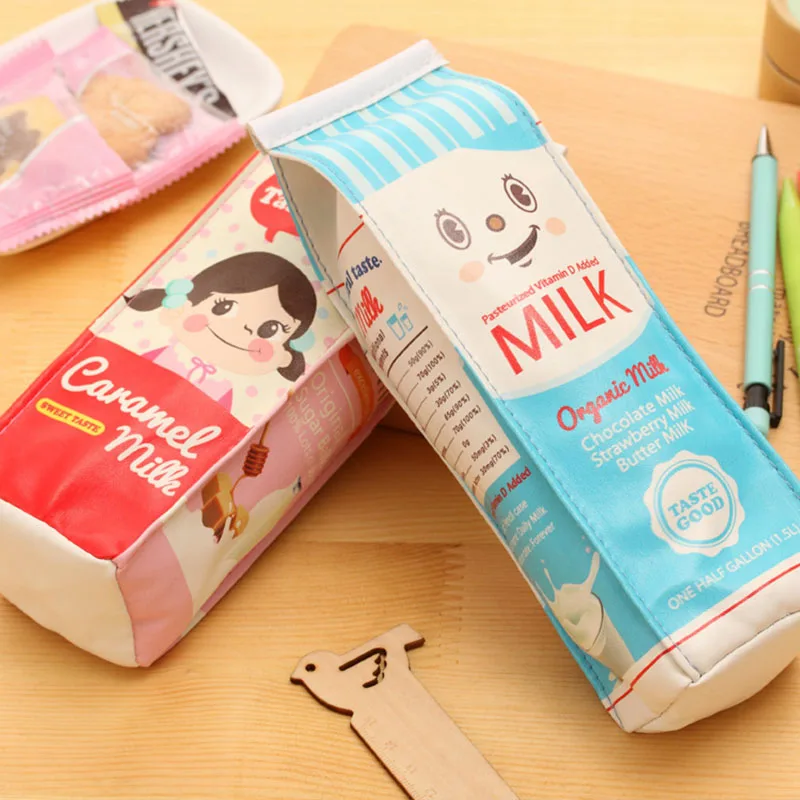 1pcs Random Creative Large Capacity Student Stationery Box Cute Carton Milk Pencil Bag For Children Kawaii Storage Tool | Канцтовары для