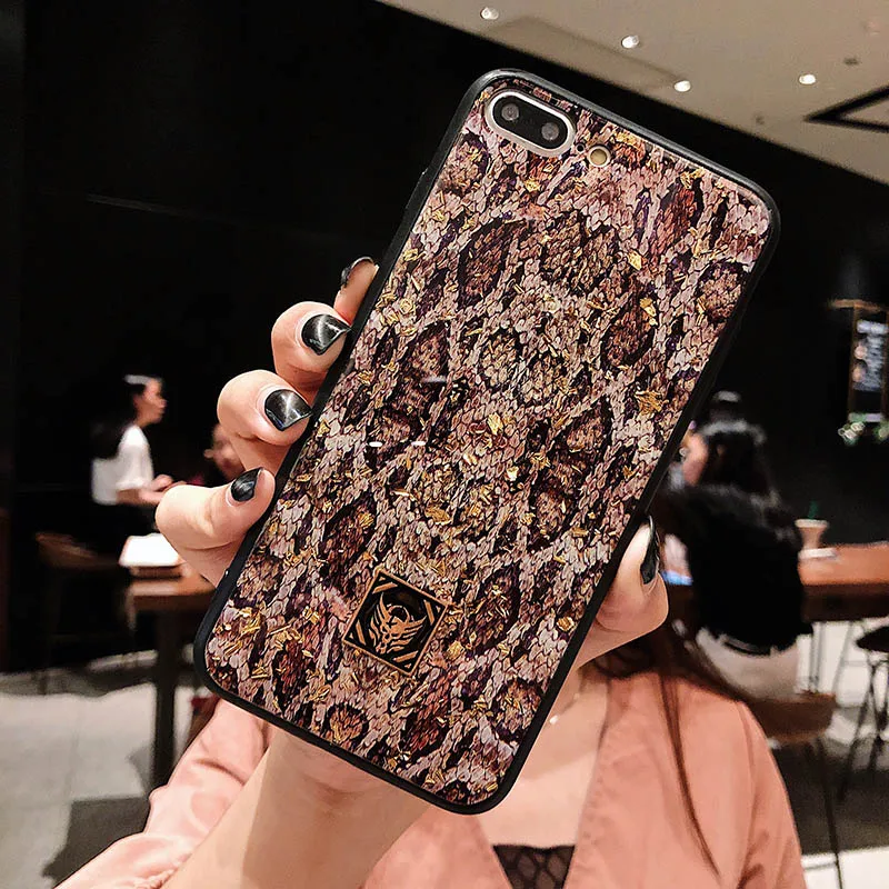 Kerzzil Glitter Gold Foil Soft TPU Phone Case For iPhone X XS Max XR Peacock Snake Skin 7 8 6 6s Plus |