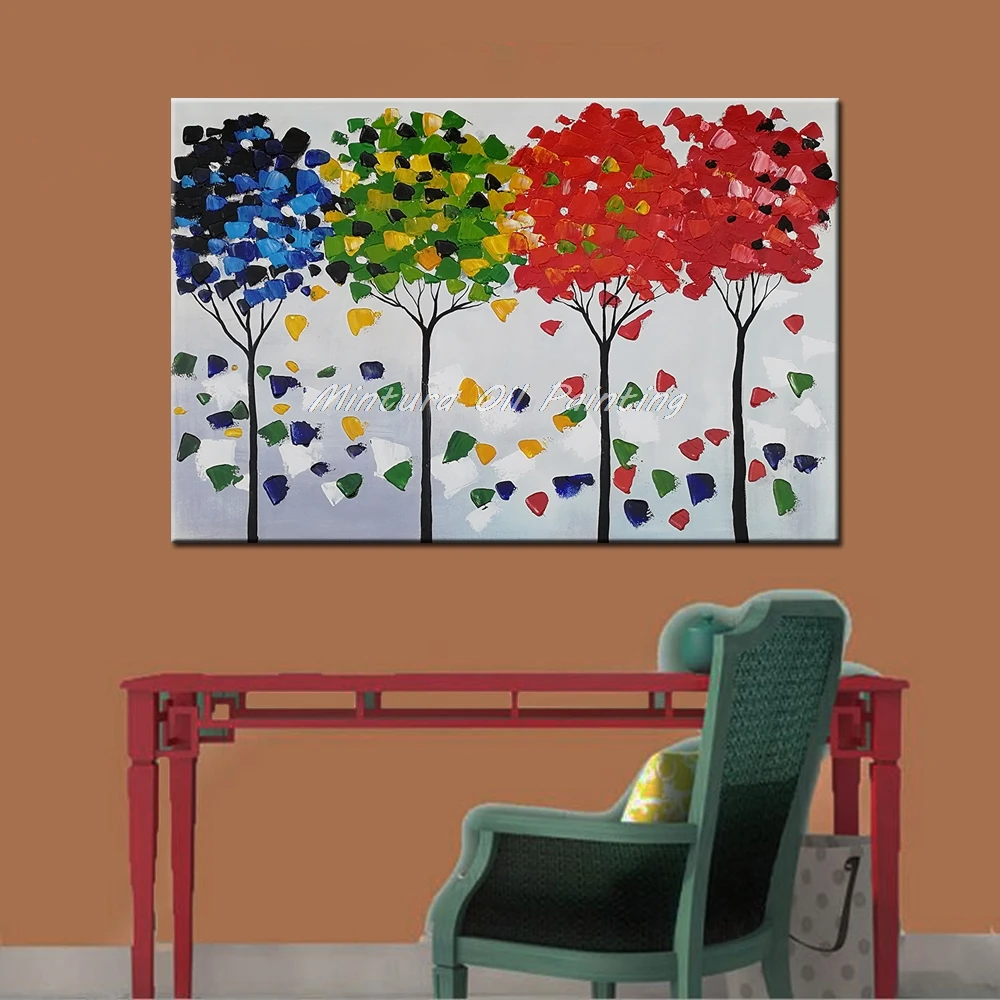 Mintura Art Большой размер Ручная роспись деревья пейзаж картина маслом на холсте настенные художественные картины для гостиной домашний Декор без рамки