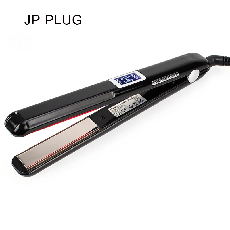 Iron Keratin Argan Oil Recover Hair Damaged Smoothly Ultrasonic Infrared Hair Care Iron LCD Display Hair Treatment - Цвет: Black JP Plug