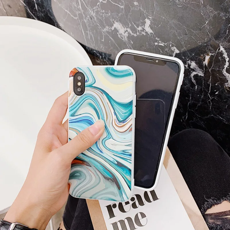Fashion Marble Striped Plaid Solid Color Tpu Case for iphone XS Max XR 6 6S 7 8 plus X10 protective Cover |