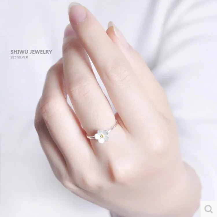 

Exaggerated Personality 925 Sterling Silver Cheery Flower Rings for Women Adjustable Size Engagement Rings