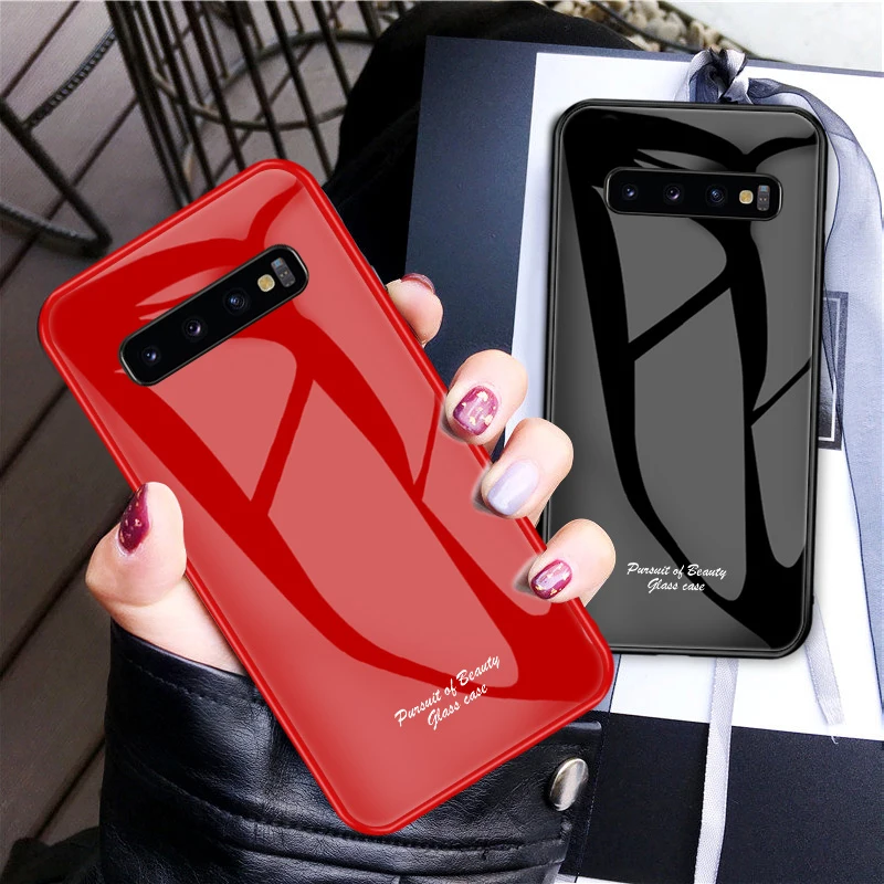 Чехол из закаленного стекла карамельного цвета для Samsung Galaxy S9 S10 Plus S10E Lite Note 8 9 5G