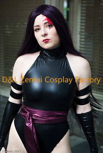 Бесплатная доставка DHL настоящий сексуальный X Men Psylocke Elizabeth костюм braddock черный