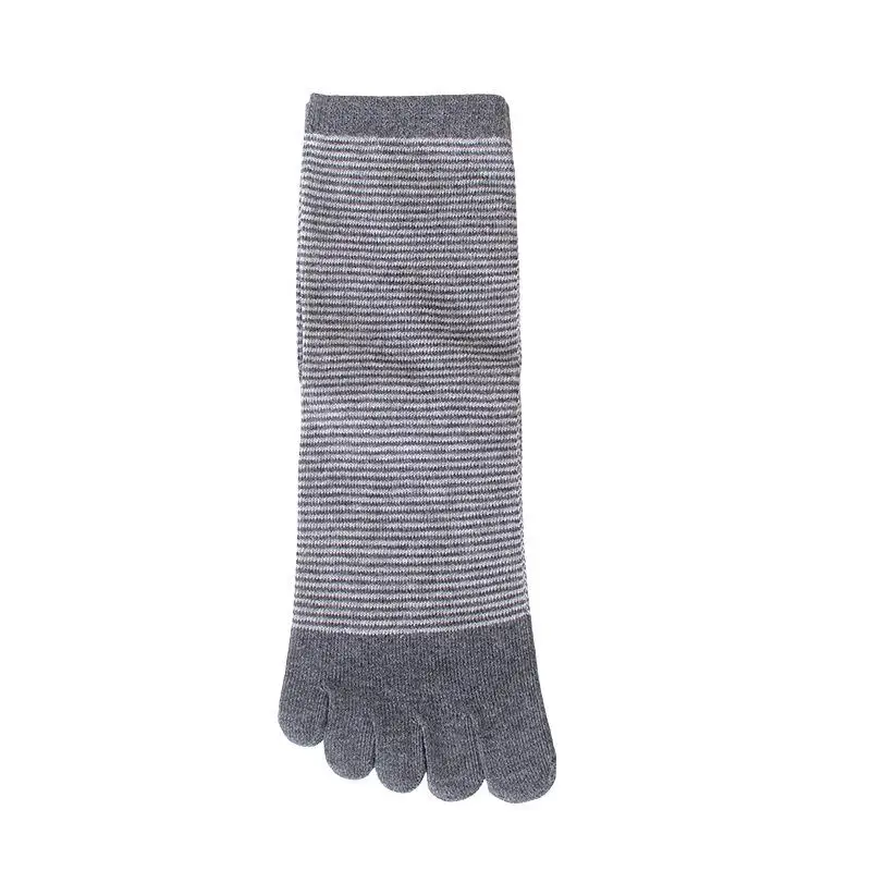 hemp gray Летние мужские носки с пальцами, хлопковые полосатые носки с пятью пальцами, дезодорирующие носки с пальцами, рабочие деловые носки для мужчин BOC159 - Цвет: hemp gray