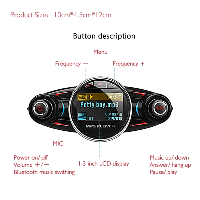 FDOMAIN Новый беспроводной Bluetooth автомобильный комплект громкой связи Авто MP3 плеер