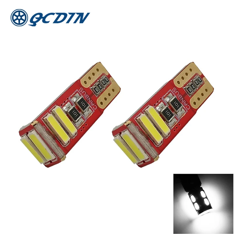 

QCDIN 10Pcs/Set Car LED Bulbs T10 W5W 194 Signal Lamp White 6000K 180LM 360 Degree Auto Interior Lighting Parking Lights
