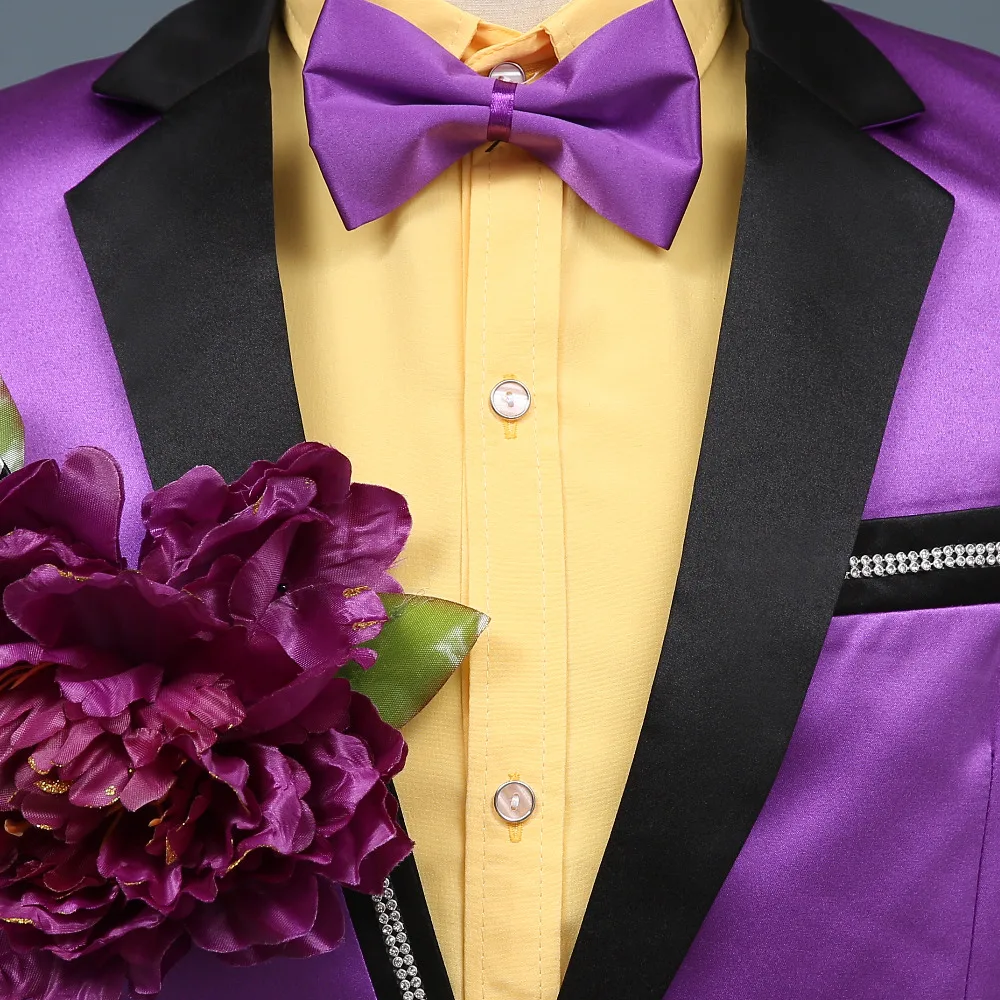 Формальные костюмы для взрослых мужчин фиолетовые красные блейзеры с цветами