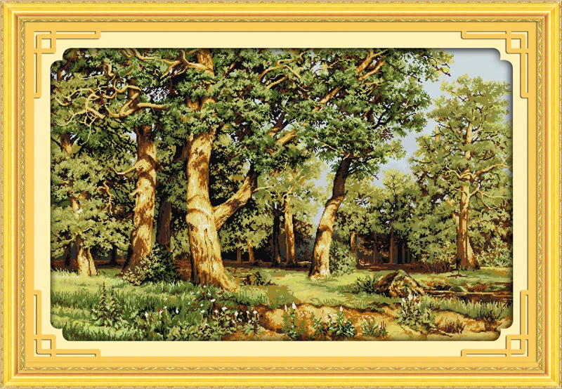 

oneroom Oak forest morning Counted Cross Stitch 11CT Printed 14CT Set DIY Chinese Cotton Cross-stitch Kit Embroidery Needlework