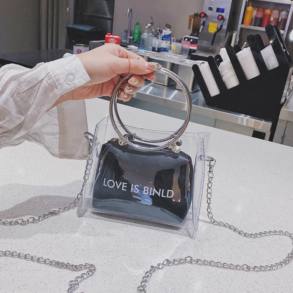 

Women Bags Trend Lady Transparent Square Shoulder Messenger + Hand Wallet schoudertas dames torebka damska shopper woman bag