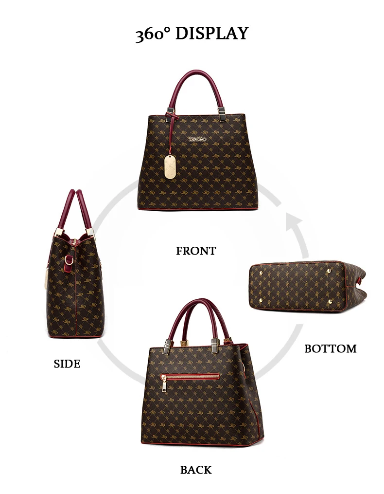 3 PCS Women Bags Set Leather Handbag New Women Tote Bag Ladies Handbags Shoulder Bag for Women Luxury Messenger Bag Bolsas