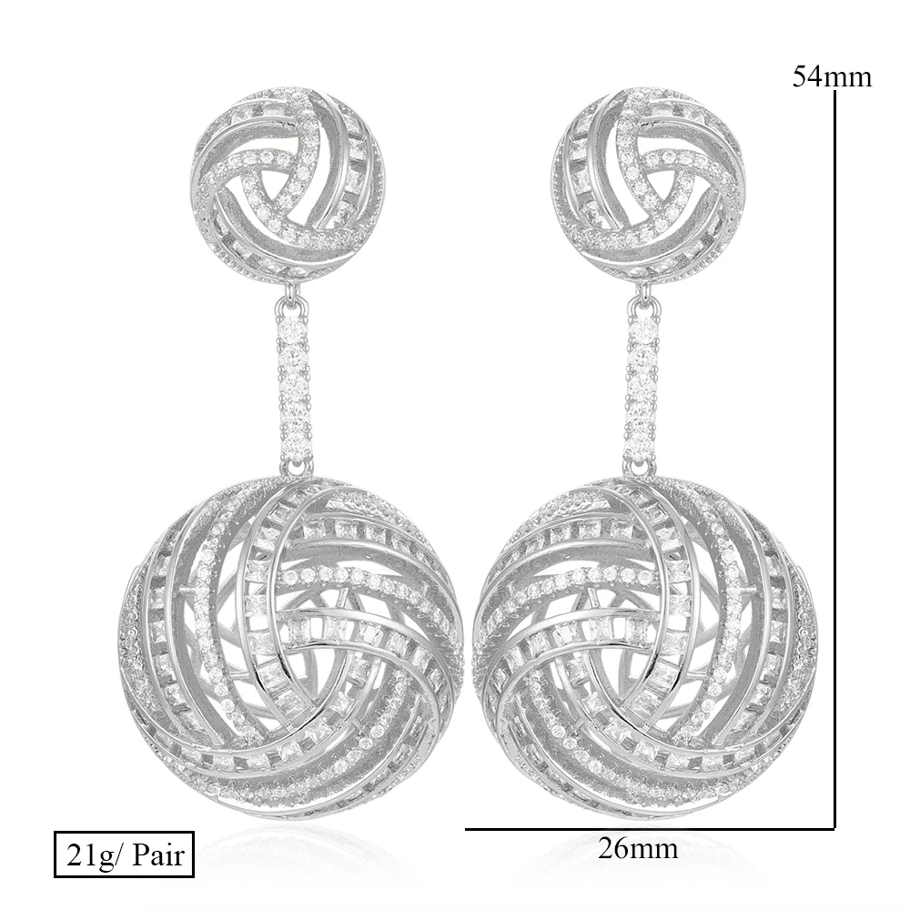 GODK 54mm Luxury Hollow Ball Statement Drop Earrings For Women Wedding Cubic Zircon Party Dubai Bridal Jewelry | Украшения и