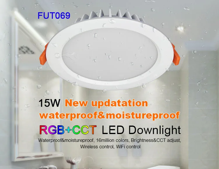 FUT069 15W Miboxer 6 Вт/9 Вт/12 Вт/15 Вт/18 Вт RGB+ CCT светодиодный светильник с регулируемой яркостью светодиодный потолочный прожектор AC110V 220 В FUT063/FUT066/FUT068/FUT069/B8/iBox1 - Испускаемый цвет: FUT069 15W