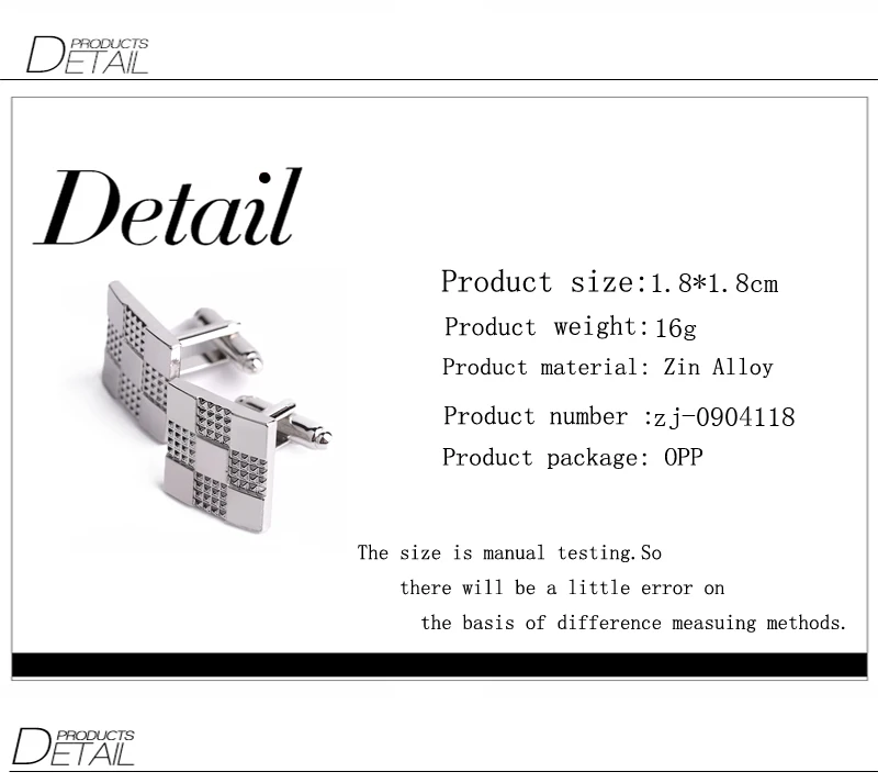 Классические французские запонки для мужчин посеребренные современные из