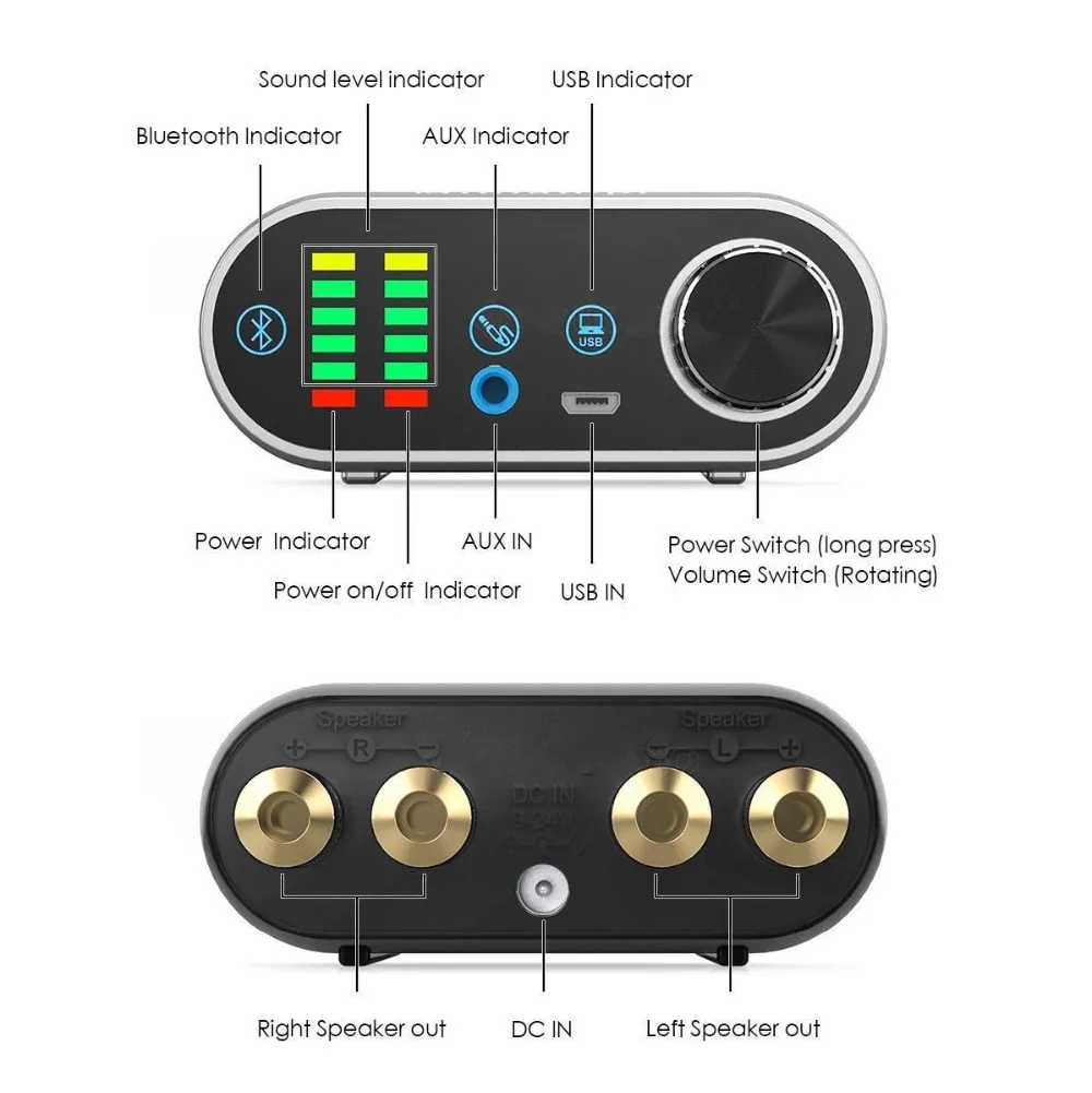 Цифровой усилитель мощности Bluetooth 5 0 стерео 50 Вт + Hi Fi звука класса D звуковая карта