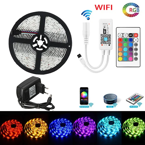WIFI Kit BLYN wifi Светодиодная лента 5050 RGB 5 м 10 м 2 м Водонепроницаемая Диодная лента ТВ светильник полосы Музыка Bluetooth ИК пульт дистанционного управления источник питания - Испускаемый цвет: WIFI Kit