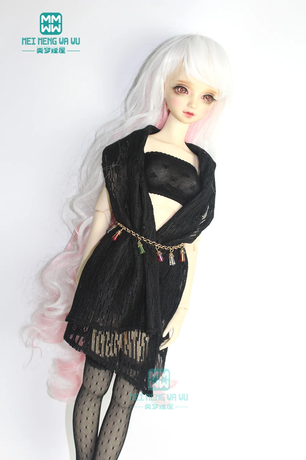 Аксессуары для шарнирной куклы Одежда 1/3 BJD SD Модный черный кардиган короткая
