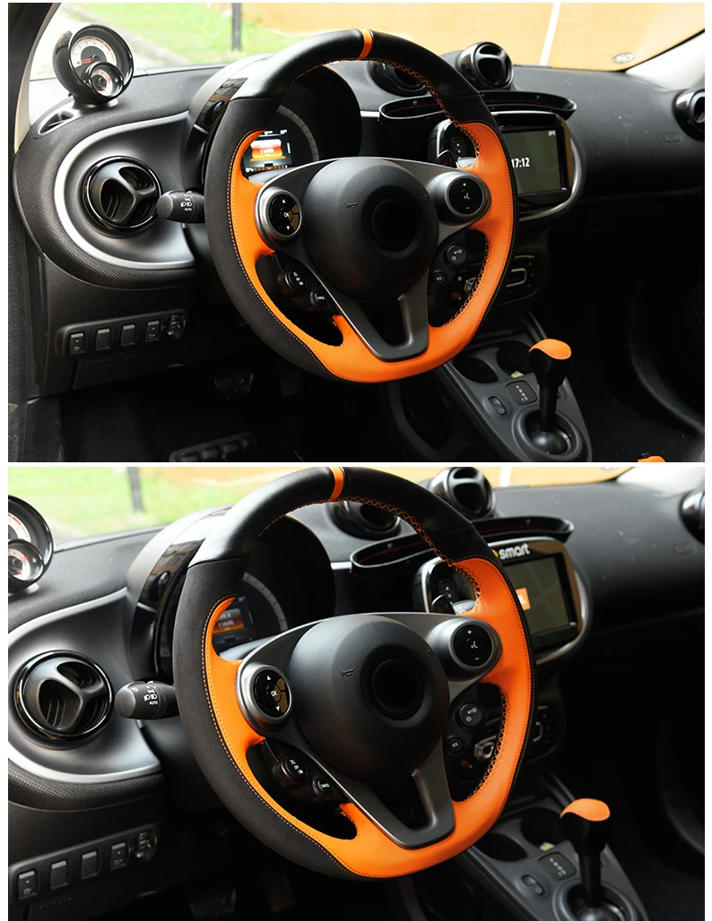Lsrtw2017 Хомут кожаный чехол рулевого колеса автомобиля для smart fortwo w453 c453 a453