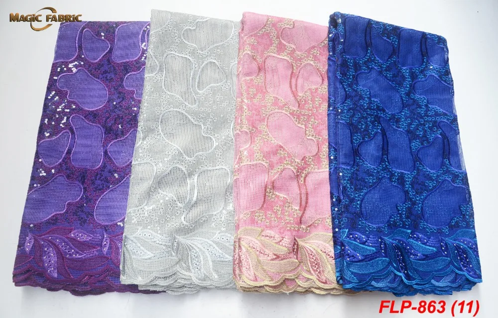 

2019 Latest African French Lace Fabric High Quality African Tulle Lace Fabric For Wedding dress FLP-863