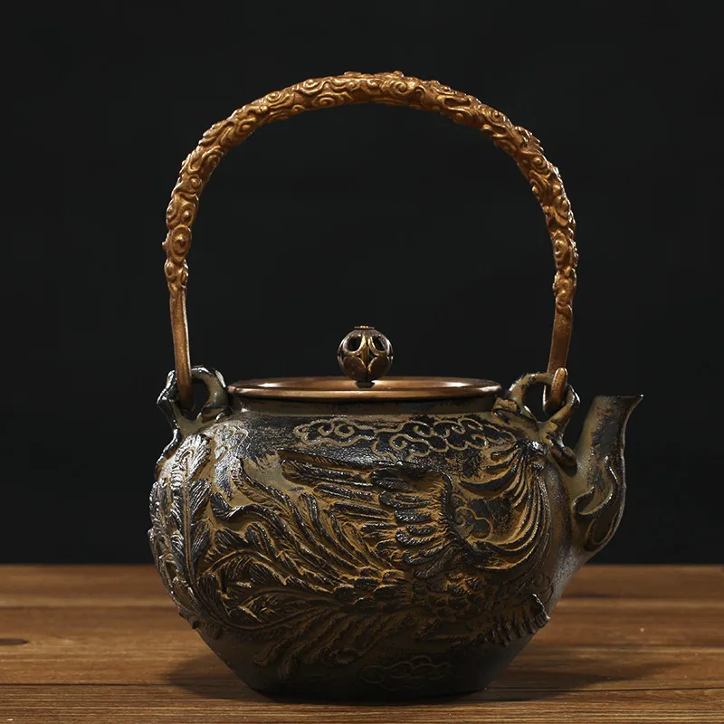 Cast Iron Tea Pot Set Japanese Teapot Tetsubin Kettle Kungfu Drinkware Stainless Steel Strainer dragon&ampphoenix TeaKettle 1.2L | Дом и сад