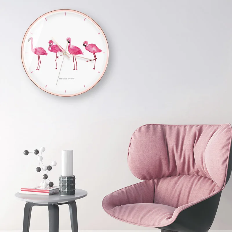 The pink birds house decoration modern fashion clock silent of scan the handle metal frame should be use bedroom and livingO6 | Дом и сад