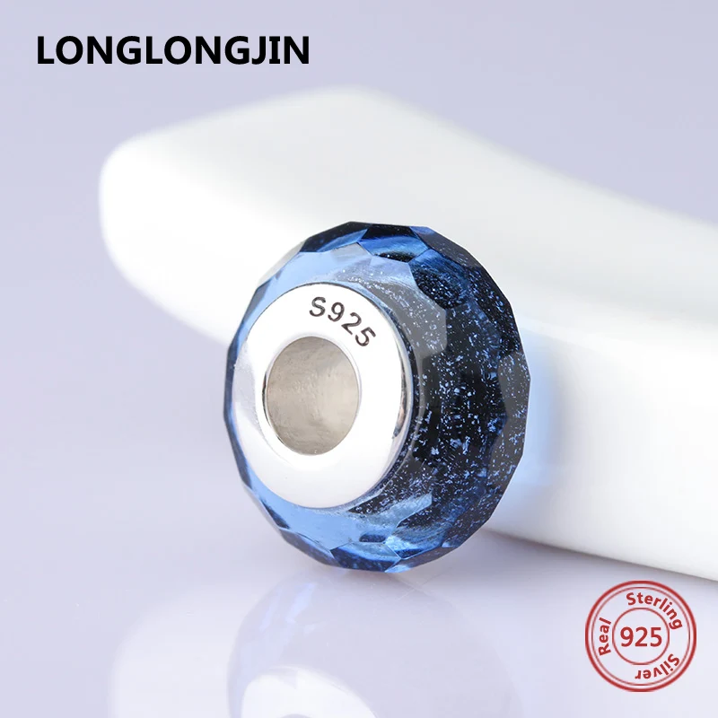 LONGLONGJIN Hot Sale Sterling silver 925 Murano glass beads charms fit original bracelet pendant fine jewelry accessories supply | Украшения