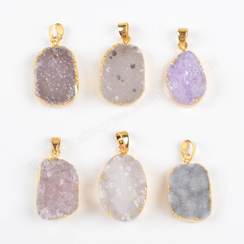 BOROSA 5 шт./лот Лидер продаж золотой цвет натуральный кристалл Druzy Geode кулон бусины