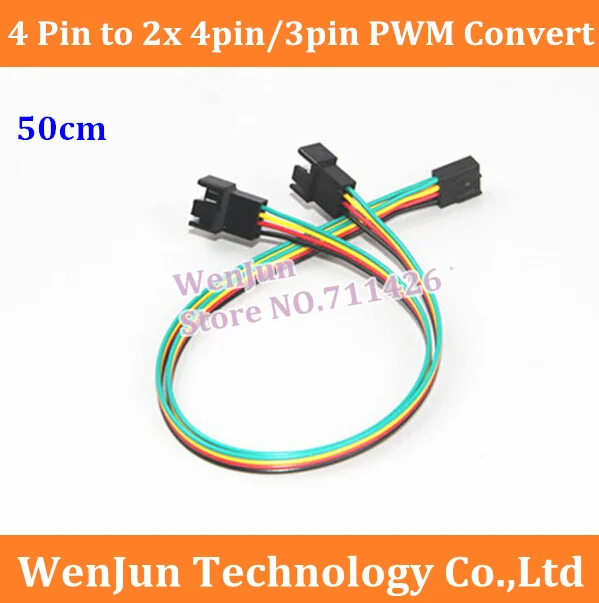 

100pcs/lot Free Shipping PC Cooling Fan 4 Pin to 2x 4pin/3pin PWM Convert Connector Extension Cable