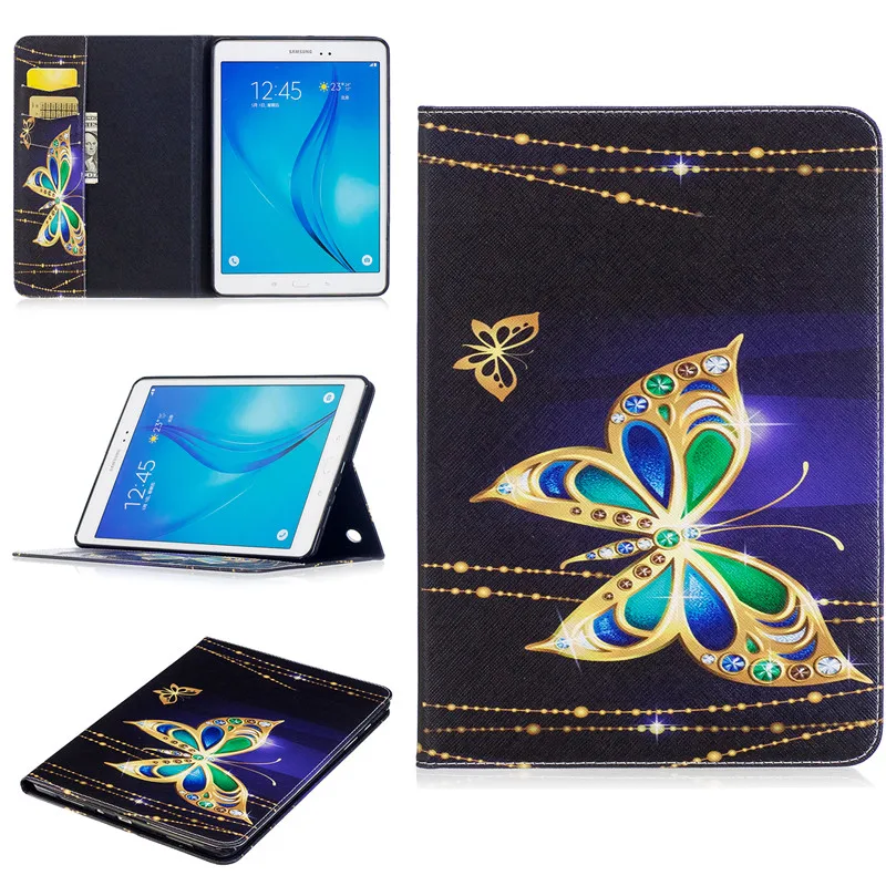 Для Samsung Galaxy Tab A 9 7 T550 T555 чехол крышка Подставка Мультфильм Окрашенные кожаный для