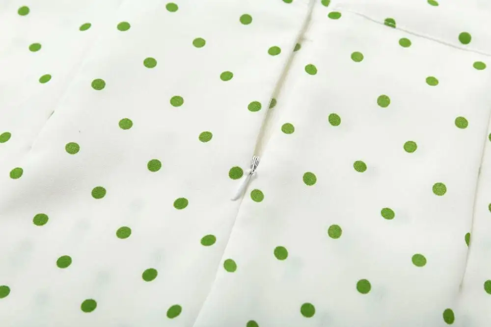 Шикарный зеленый принт в горошек юбки с боковой талией и пуговицами юбка миди