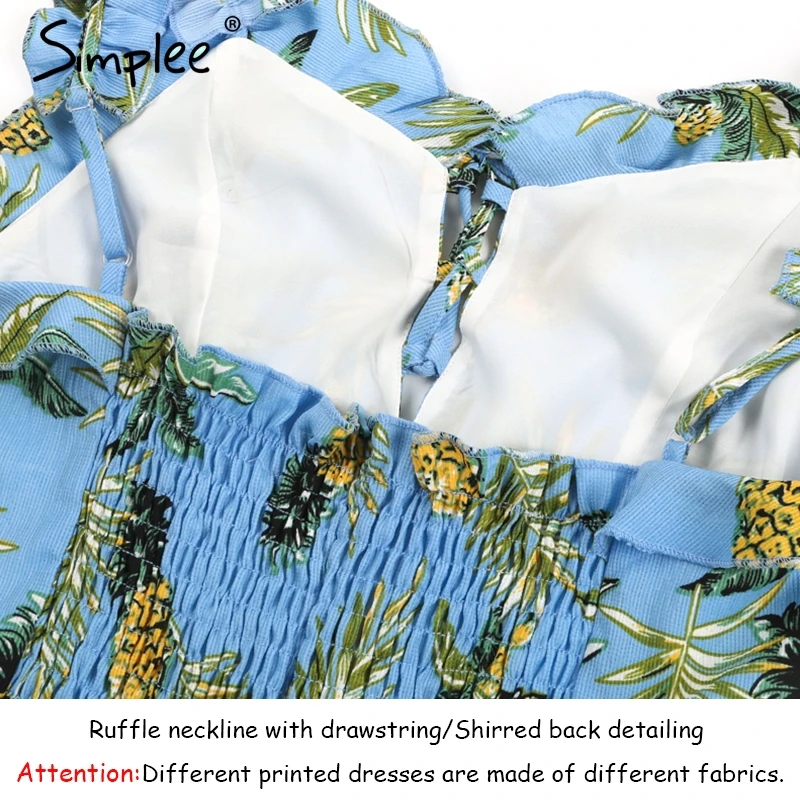 Женское Короткое платье Simplee повседневное пляжное с рюшами на бретельках и