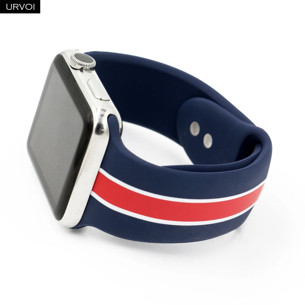 URVOI спортивный ремешок для Apple Watch series 5 4 3 2 1 силиконовый ремешок для iWatch Красочный мягкий Сменный адаптер AW 38 40 42 44 мм