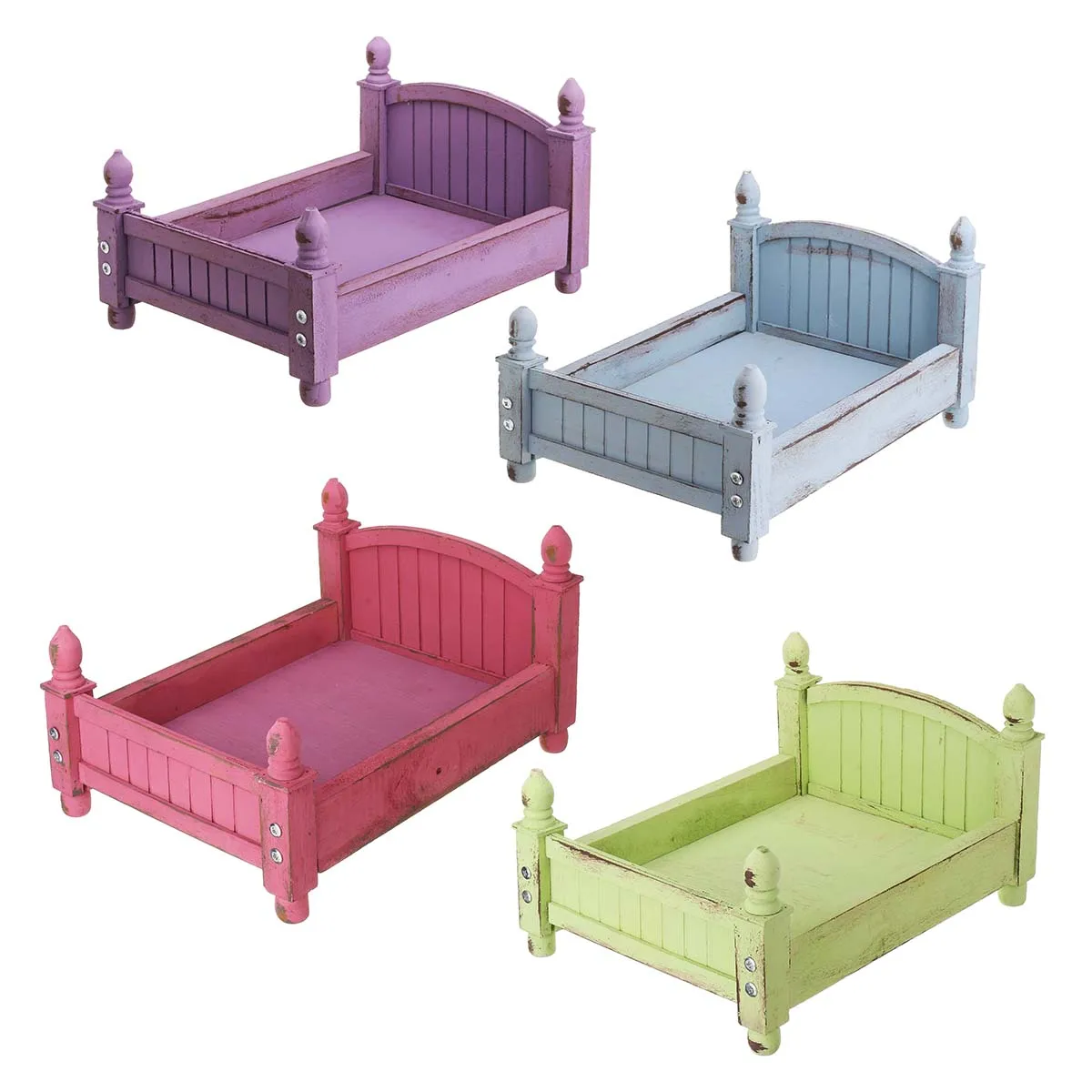 

Bioby 4 Colors Bed Baby Studio Photography Background Cribs Newborn Photography Shoot Props Retro Wooden Photo Shoot Posing Sofa