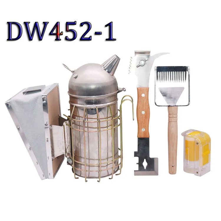 DW452-1 Инструменты для пчеловодства четыре в одном костюм пчелиный курильщик/Королева пчелиная бутылка/два в одном вилка для меда скребок/двойная головка скребок средний 1 шт - Цвет: DW452-1