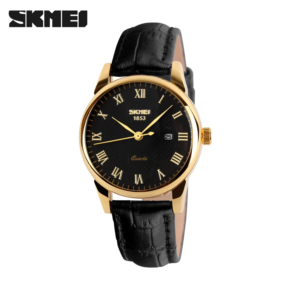Black Gold Black S SKMEI кварцевые часы для женщин, пар, мужчин, лучший бренд класса люкс, часы с датой времени, модные классические женские наручные часы, relogio feminino 9058 - Color: Black Gold Black S