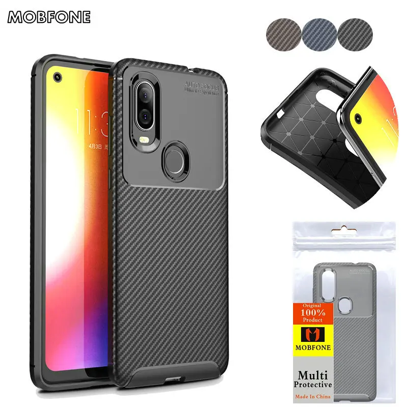 Текстурированный чехол из углеродного волокна для Motorola One Vision Zoom Macro E Мягкий
