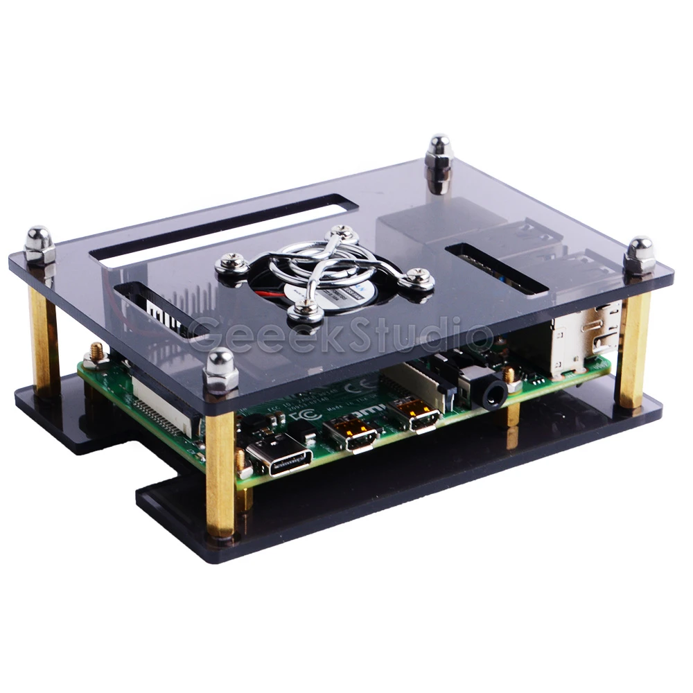 Новинка! Прозрачный/темно-коричневый акриловый чехол для Raspberry Pi 4 модель B, чехол с охлаждающим вентилятором для Raspberry Pi 4B/3B+/3B/2B доска