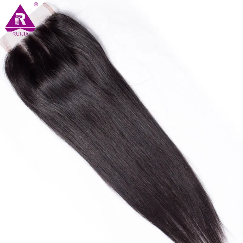Малайзии Lace Closure Прямые Волосы Weave Бесплатный Средний 3 Часть 4*4 Закрытие