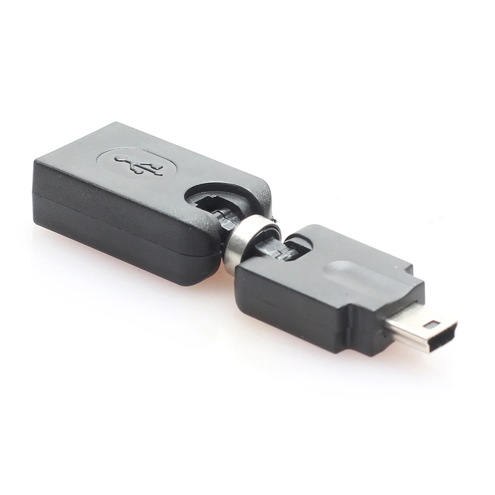 Вращение на 360 градусов USB 2 0 Женский к mini 5 Pin Мужской OTG адаптер Поворотный угол