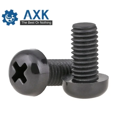 100Pcs/60Pcs Nylon Screw M4 M5 White/Black Nylon Plastic Insulation Phillips Cross Recessed Round Pan Head Machine Screws Bolt
