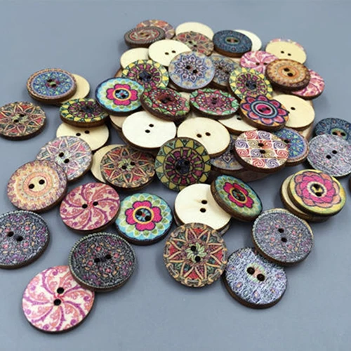 Хит продаж винтажные цветные деревянные пуговицы для скрапбукинга и шитья 100