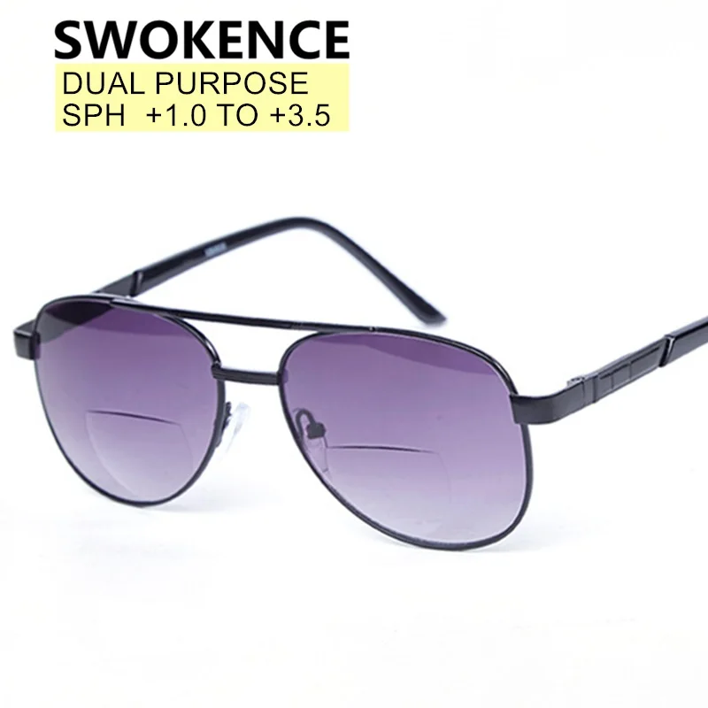 

SWOKENCE Near And Far Dual-purpose Reading Glasses Sunglasses SPH +1.0 To +3.5 Men Women Bifocal Spectacles For Presbyopic R167