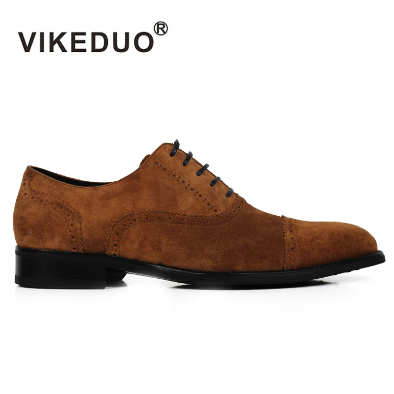 Vikeduo Vintage Suede Oxford Shoes Men Casual Wedding Office Business Shoe Male Classic Zapatos Hombre Handmade Brown Footwear | Обувь