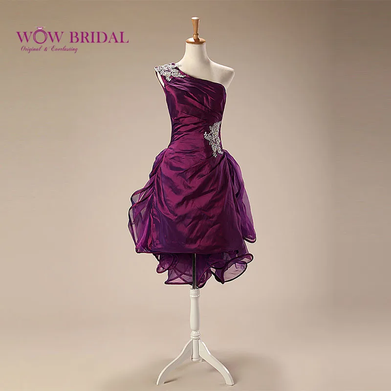 Wowbridal Purple Mother of the Bride Dresses One Shoulder Short Knee Length Evening Suit SH0022 | Свадьбы и торжества