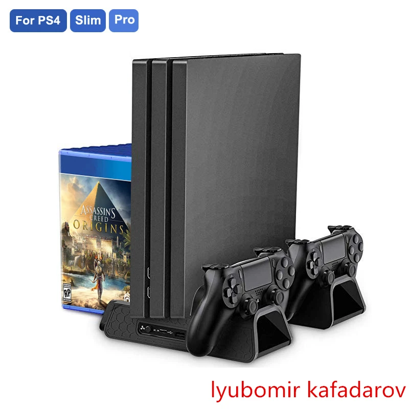 

Вертикальная подставка для PS4/PS4 Slim/PS4 PRO, охлаждающий вентилятор, зарядная станция для двух контроллеров SONY Playstation 4 Cool